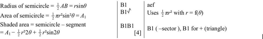 9709 Circular Measure problem 244 mark scheme