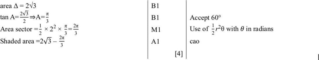 9709 Circular Measure problem 258 mark scheme