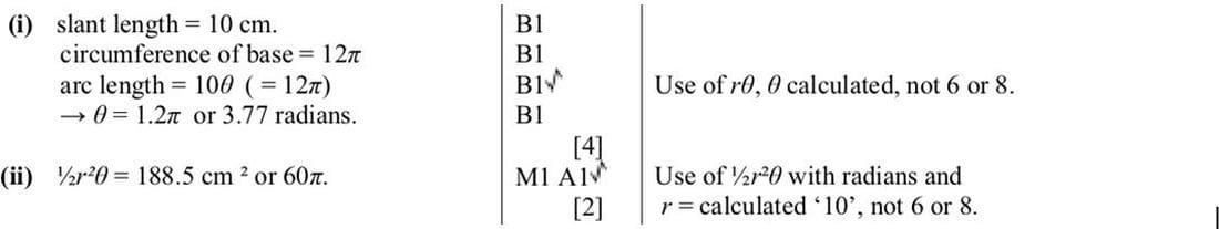 Mark scheme for November 2013 P12 Q2