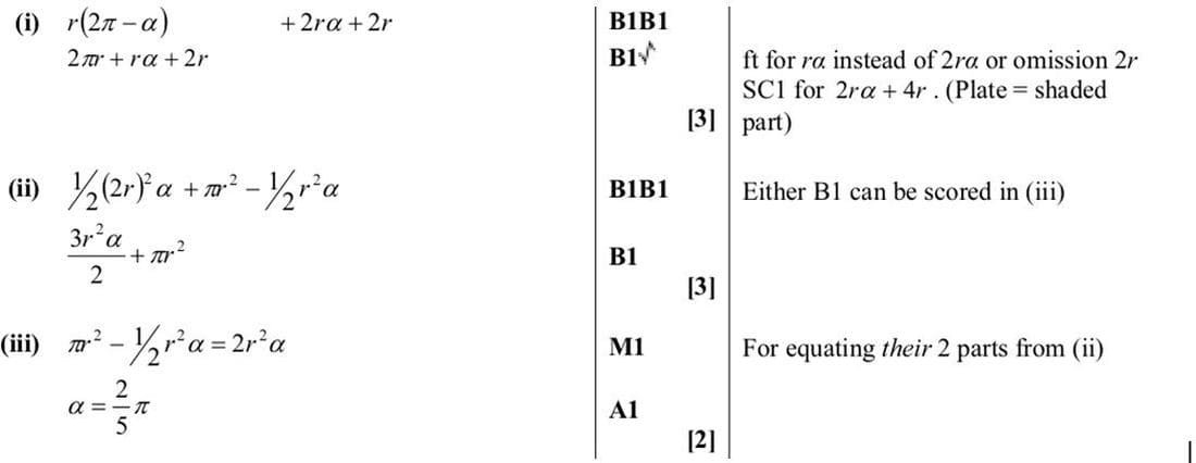 Mark scheme for November 2013 P11 Q6