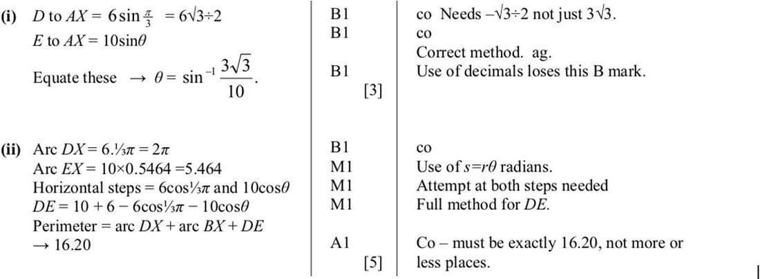 Mark scheme for November 2011 P13 Q8