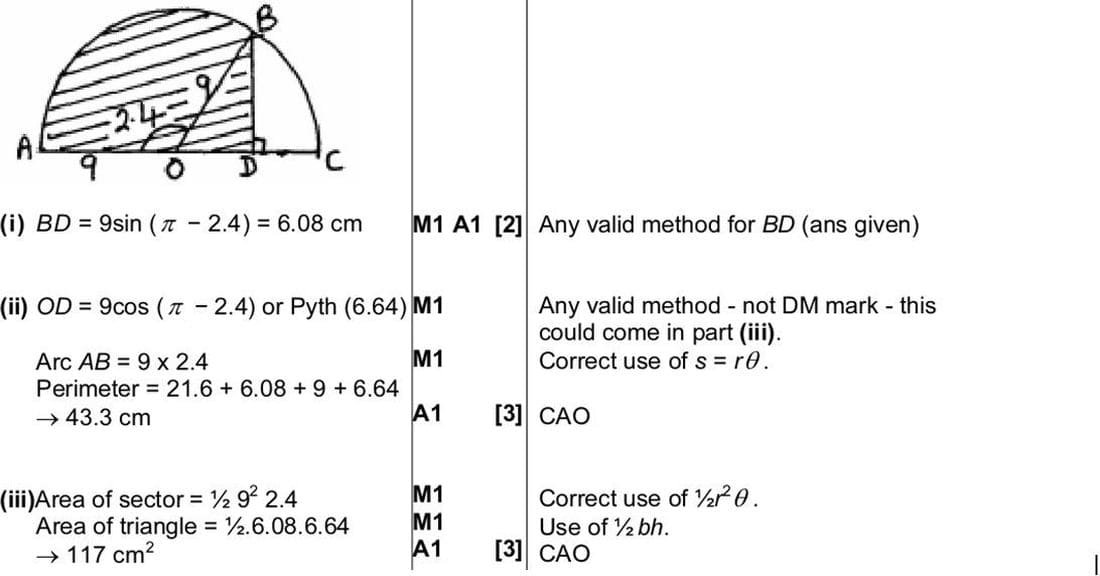 Mark scheme for June 2005 P1 Q8