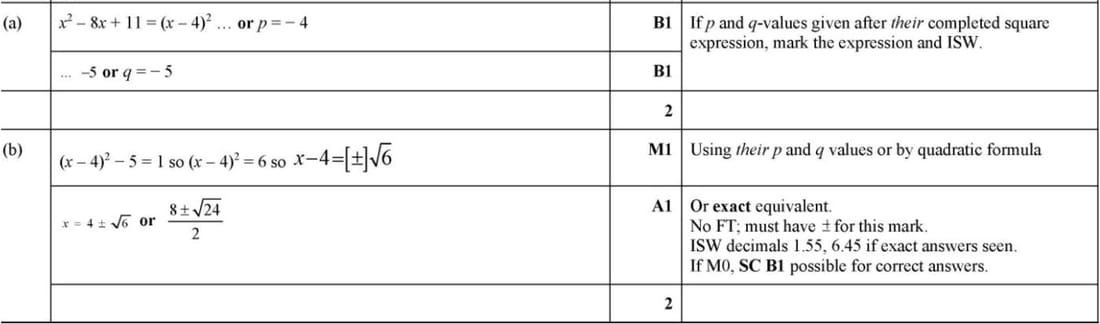 Mark scheme for June 2022 P11 Q1