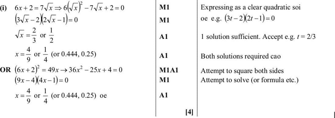 Mark scheme for June 2012 P11 Q5i