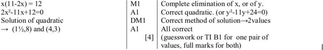 Mark scheme for November 2003 P1 Q1