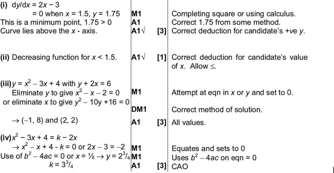 Mark scheme for June 2005 P1 Q10