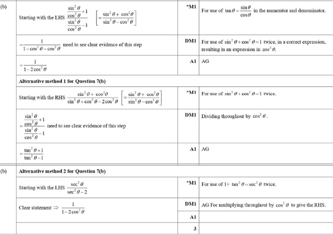 Mark scheme for November 2023 P12 Q7b