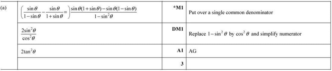Mark scheme for November 2020 P11 Q7a