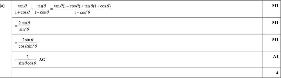 Mark scheme for June 2020 P13 Q7a