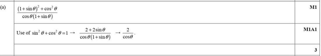 Mark scheme for June 2020 P11 Q7a