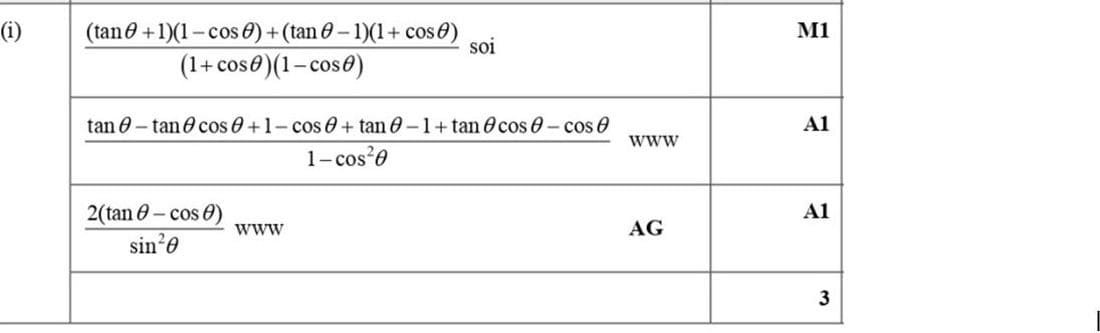 Mark scheme for November 2018 P13 Q7i