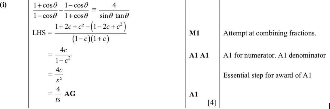 Mark scheme for June 2016 P12 Q7i