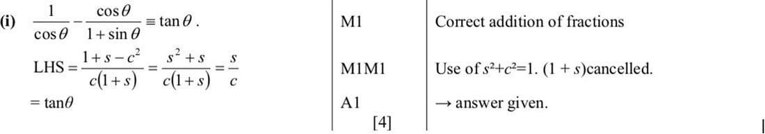 Mark scheme for June 2014 P12 Q5i