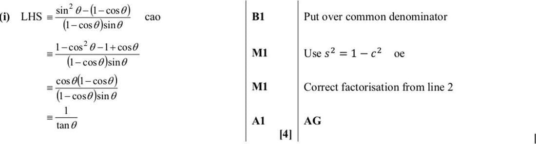 Mark scheme for June 2014 P11 Q9i