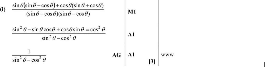 Mark scheme for June 2013 P11 Q5i