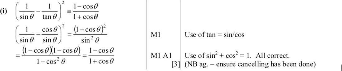 Mark scheme for June 2011 P13 Q8i