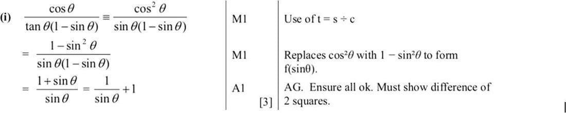 Mark scheme for June 2011 P12 Q5i