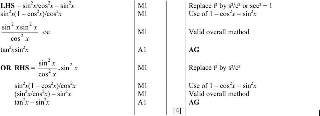 Mark scheme for November 2010 P12 Q2