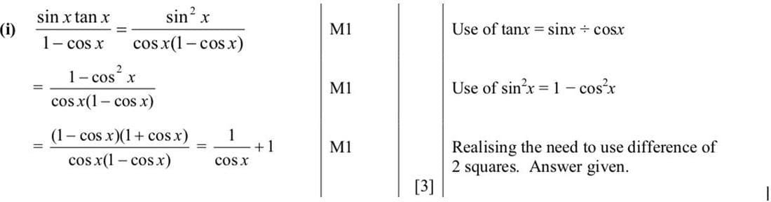 Mark scheme for November 2010 P11 Q4i