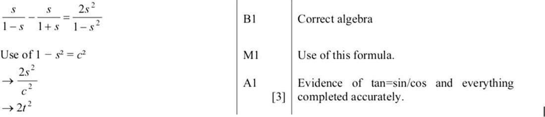 Mark scheme for June 2009 P1 Q1