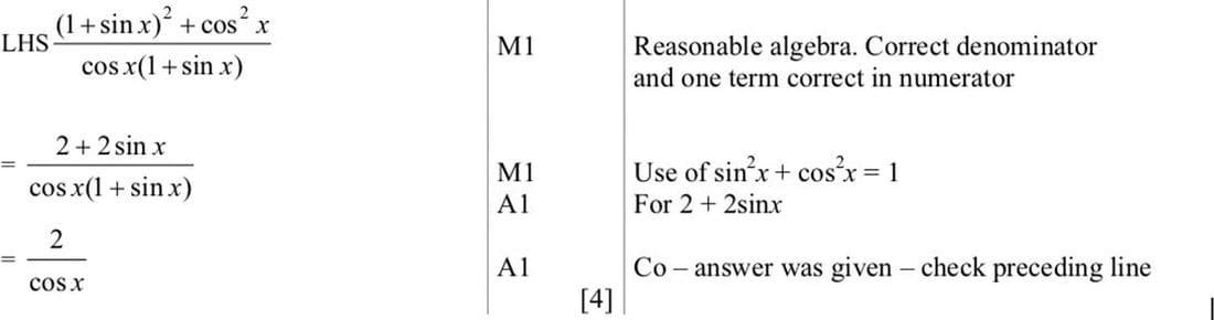 Mark scheme for November 2008 P1 Q2