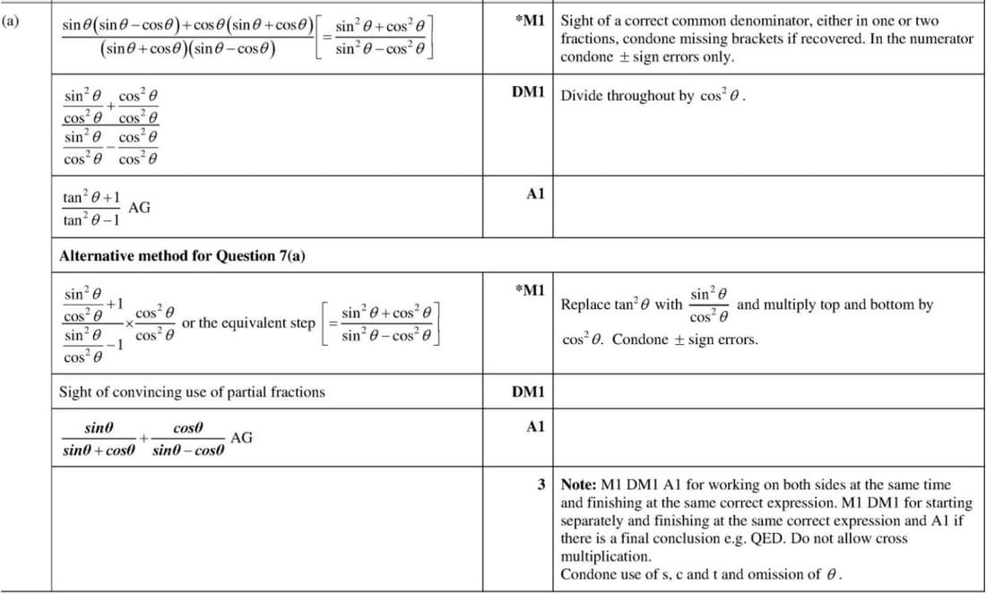Mark scheme for November 2022 P12 Q7a