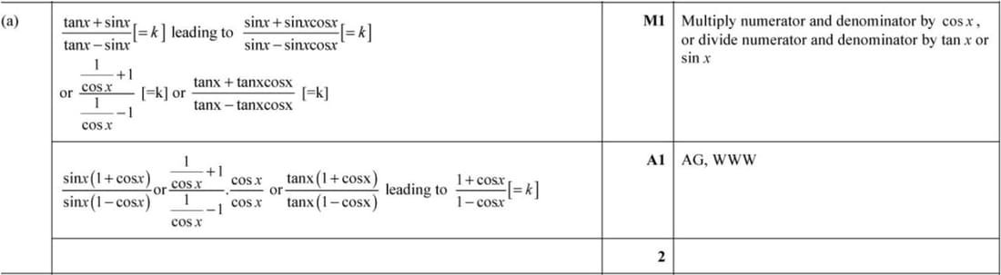 Mark scheme for June 2021 P13 Q4a