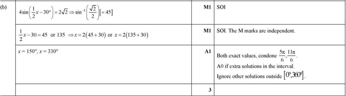 Mark scheme for June 2022 P11 Q8b