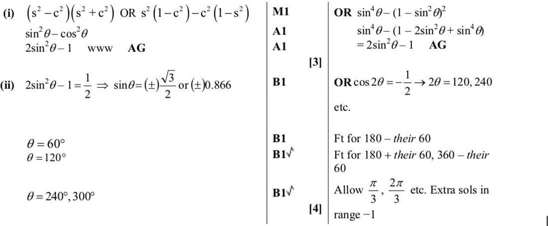 Mark scheme for November 2014 P13 Q5