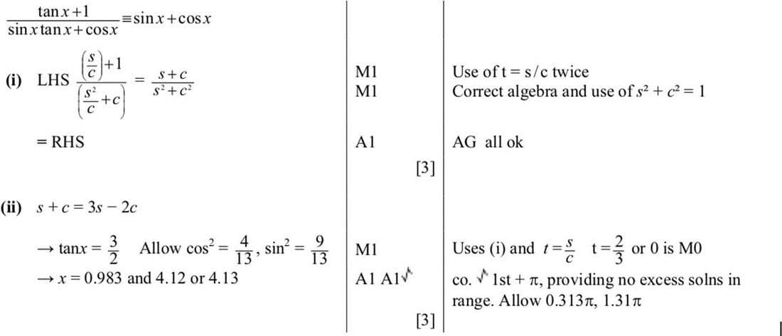 Mark scheme for June 2014 P13 Q4