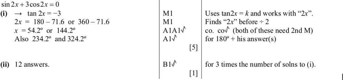 Mark scheme for June 2012 P13 Q4