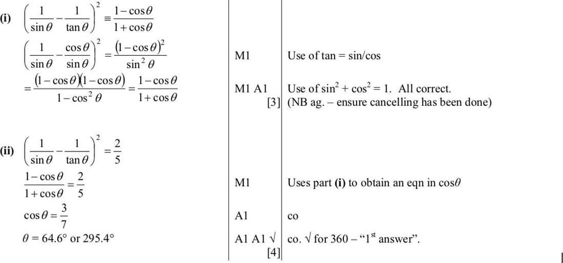 Mark scheme for June 2011 P13 Q8