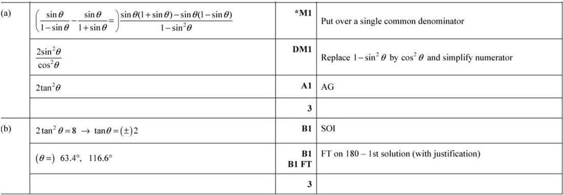 Mark scheme for November 2020 P11 Q7
