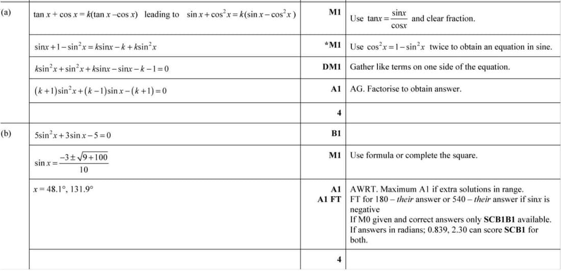 Mark scheme for November 2021 P13 Q7