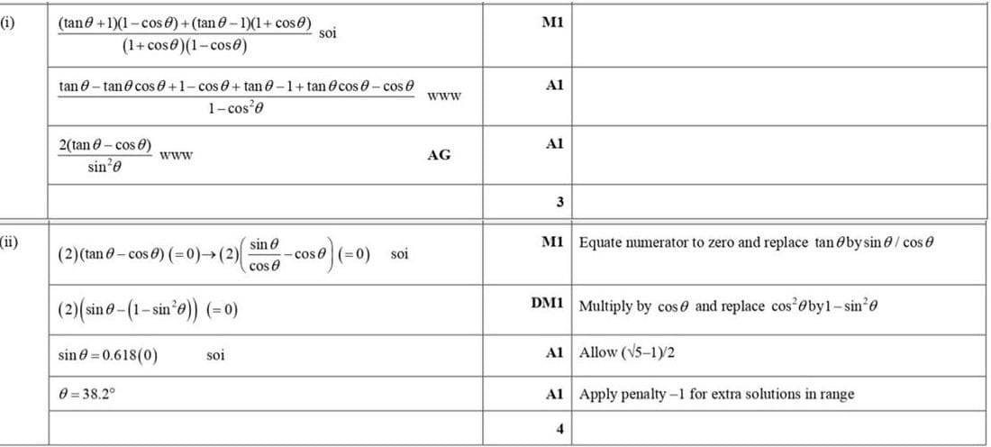 Mark scheme for November 2018 P13 Q7
