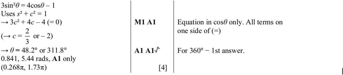 Mark scheme for June 2016 P11 Q2
