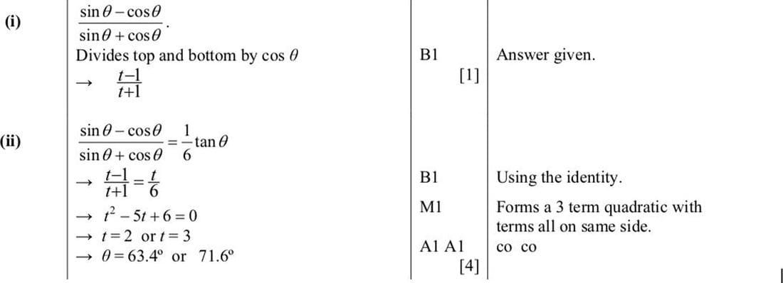 Mark scheme for June 2015 P12 Q5