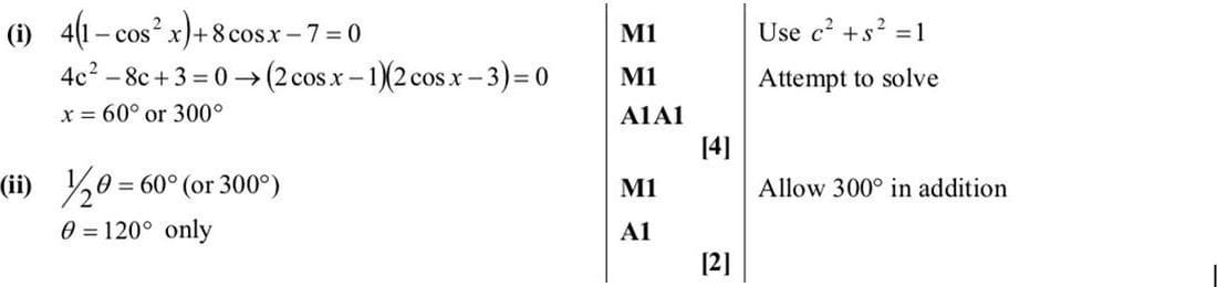 Mark scheme for November 2013 P11 Q4