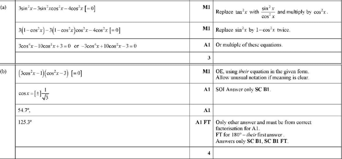 Mark scheme for June 2023 P13 Q4