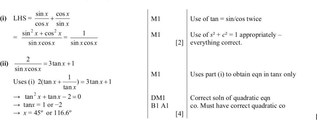 Mark scheme for June 2012 P12 Q5