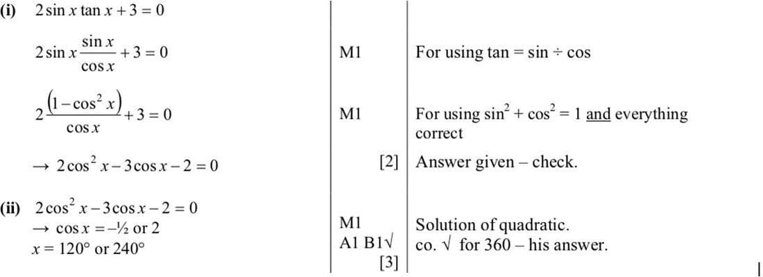 Mark scheme for June 2010 P13 Q4