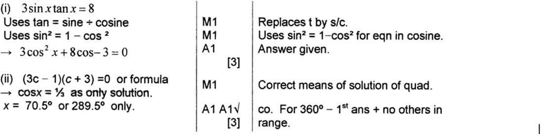 Mark scheme for November 2007 P1 Q5
