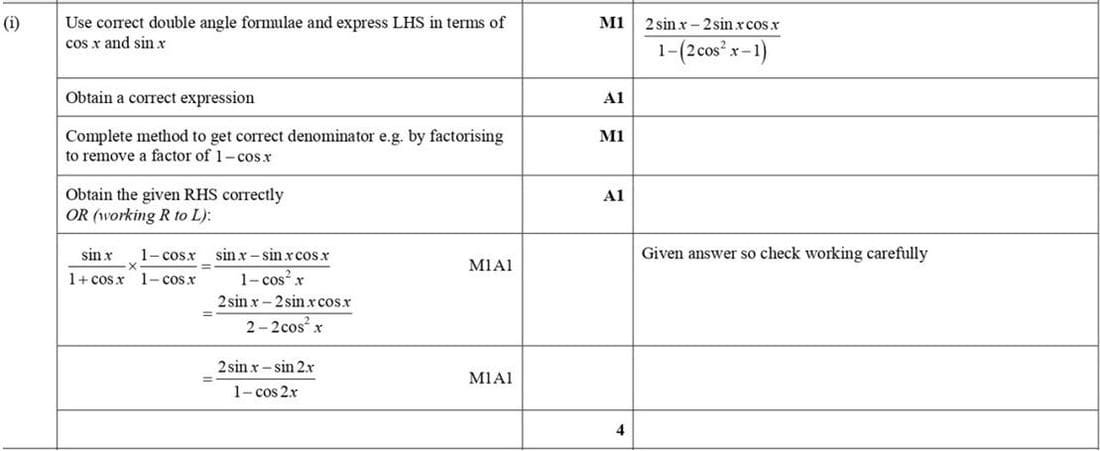 9709 P32 June 2018 Q4i mark scheme