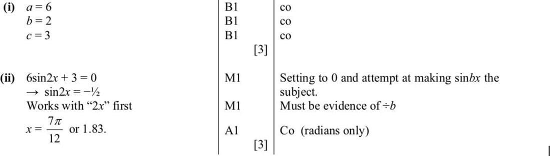 Mark scheme for June 2009 P1 Q4